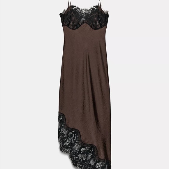 Zara Women's Black Asymmetrical Lace Dress - Picture 3 of 4
